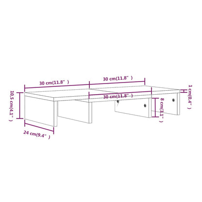 Monitorständer Weiß 60x24x10,5 cm Massivholz Kiefer - Pazzar.ch