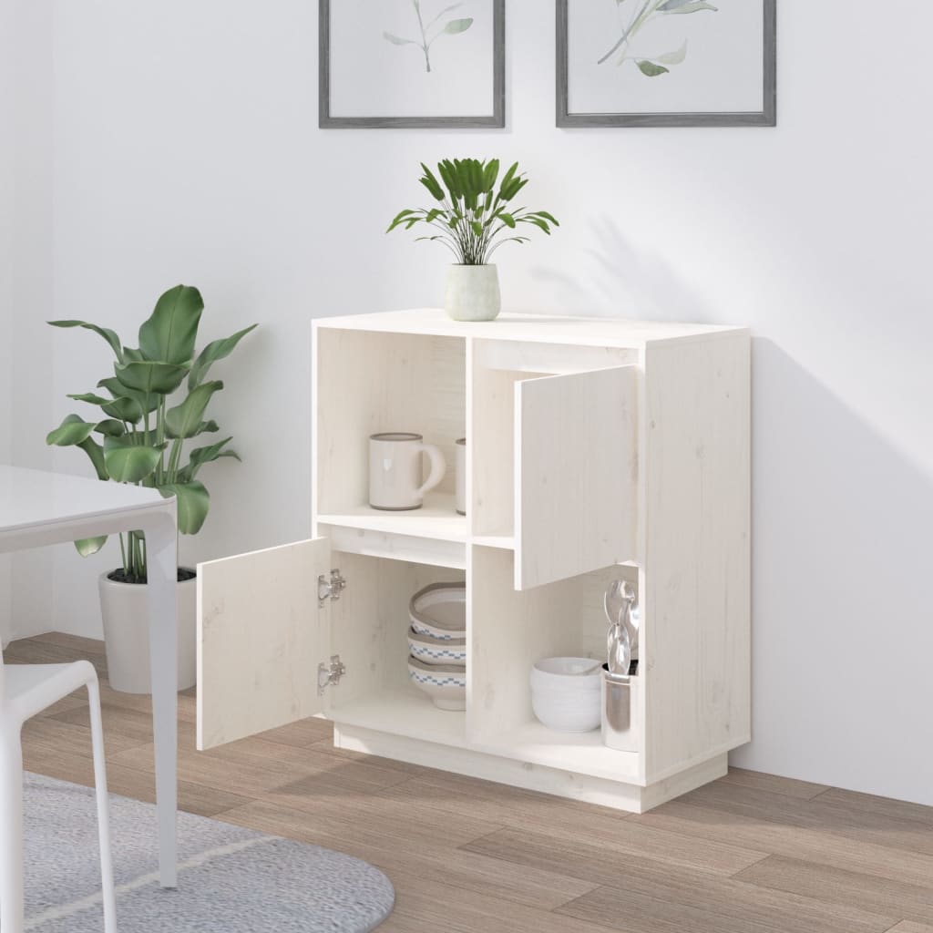 Sideboard Weiß 74x35x80 cm Massivholz Kiefer - Pazzar.ch