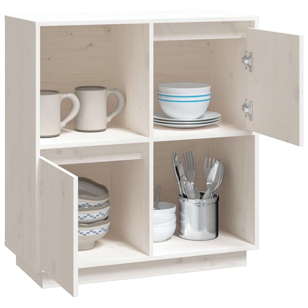 Sideboard Weiß 74x35x80 cm Massivholz Kiefer - Pazzar.ch