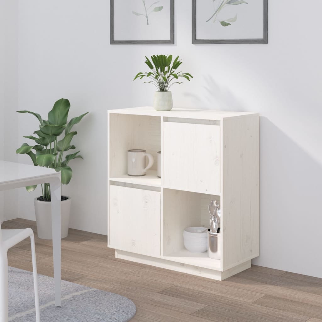 Sideboard Weiß 74x35x80 cm Massivholz Kiefer - Pazzar.ch