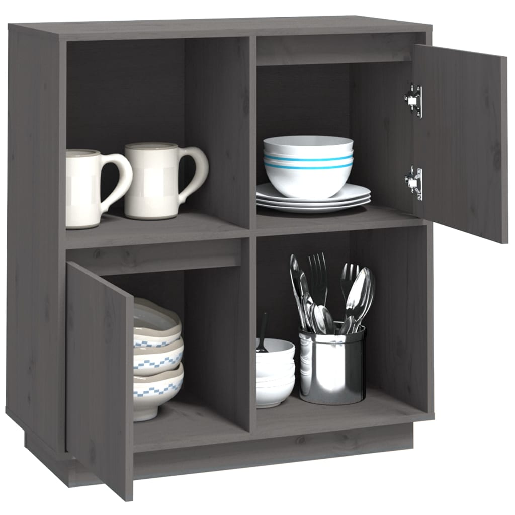 Sideboard Grau 74x35x80 cm Massivholz Kiefer - Pazzar.ch