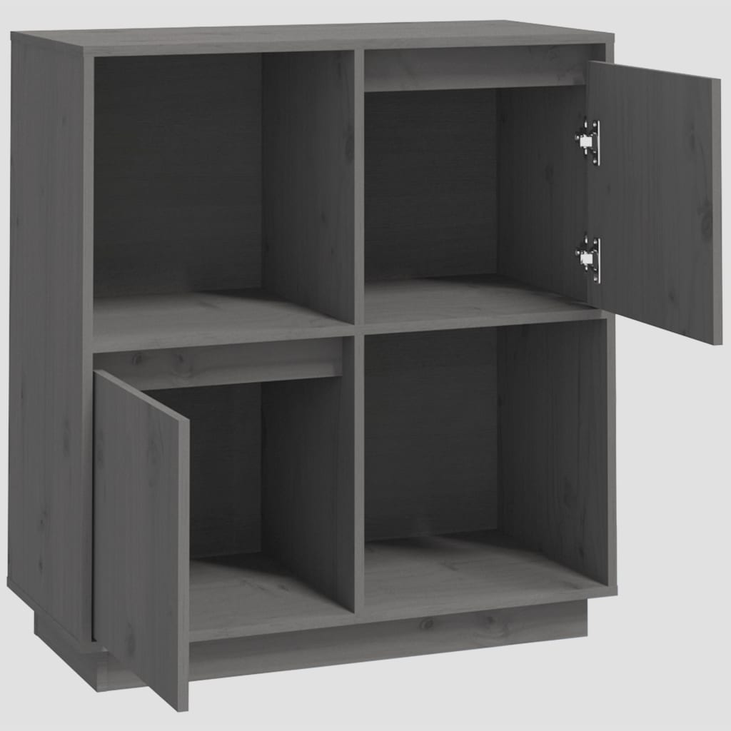 Sideboard Grau 74x35x80 cm Massivholz Kiefer - Pazzar.ch