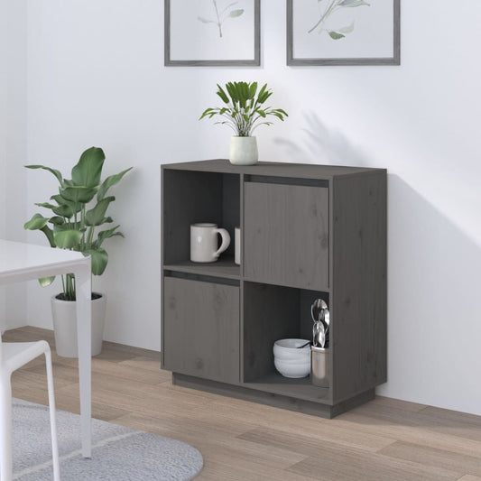 Sideboard Grau 74x35x80 cm Massivholz Kiefer - Pazzar.ch