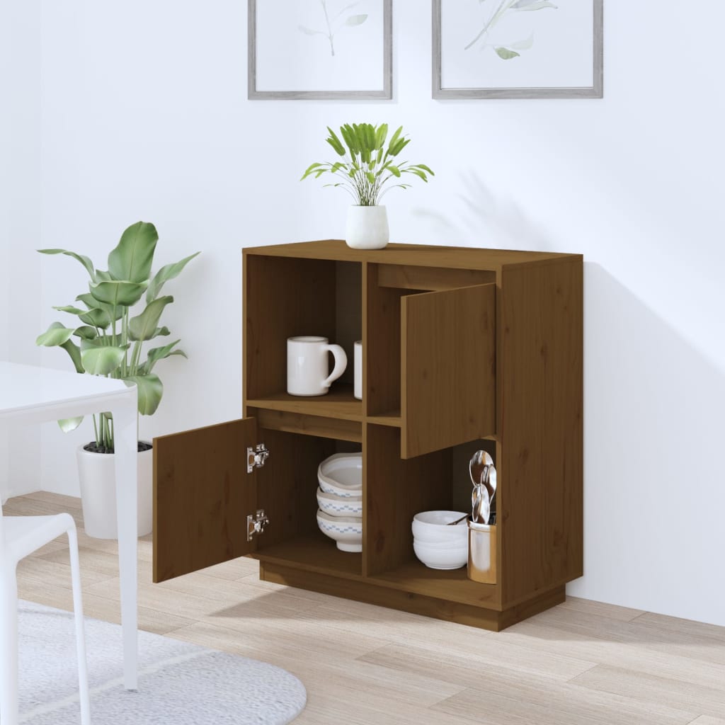 Sideboard Honigbraun 74x35x80 cm Massivholz Kiefer - Pazzar.ch