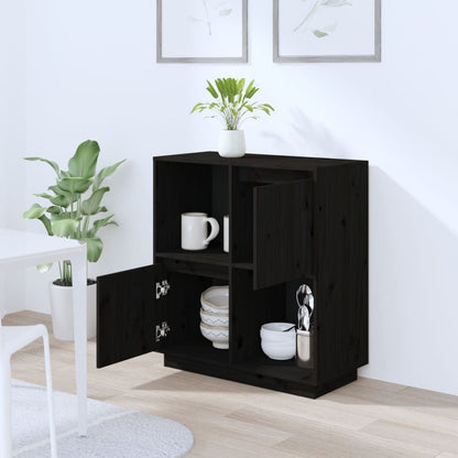 Sideboard Schwarz 74x35x80 cm Massivholz Kiefer - Pazzar.ch