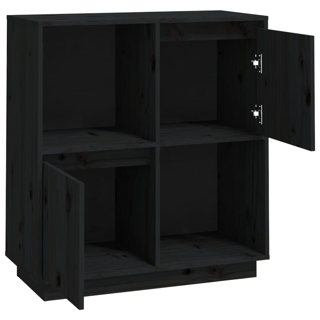 Sideboard Schwarz 74x35x80 cm Massivholz Kiefer - Pazzar.ch