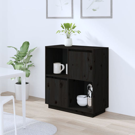 Sideboard Schwarz 74x35x80 cm Massivholz Kiefer - Pazzar.ch