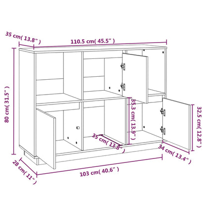 Sideboard Weiß 110,5x35x80 cm Massivholz Kiefer - Pazzar.ch