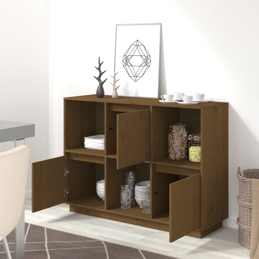 Sideboard Honigbraun 110,5x35x80 cm Massivholz Kiefer - Pazzar.ch