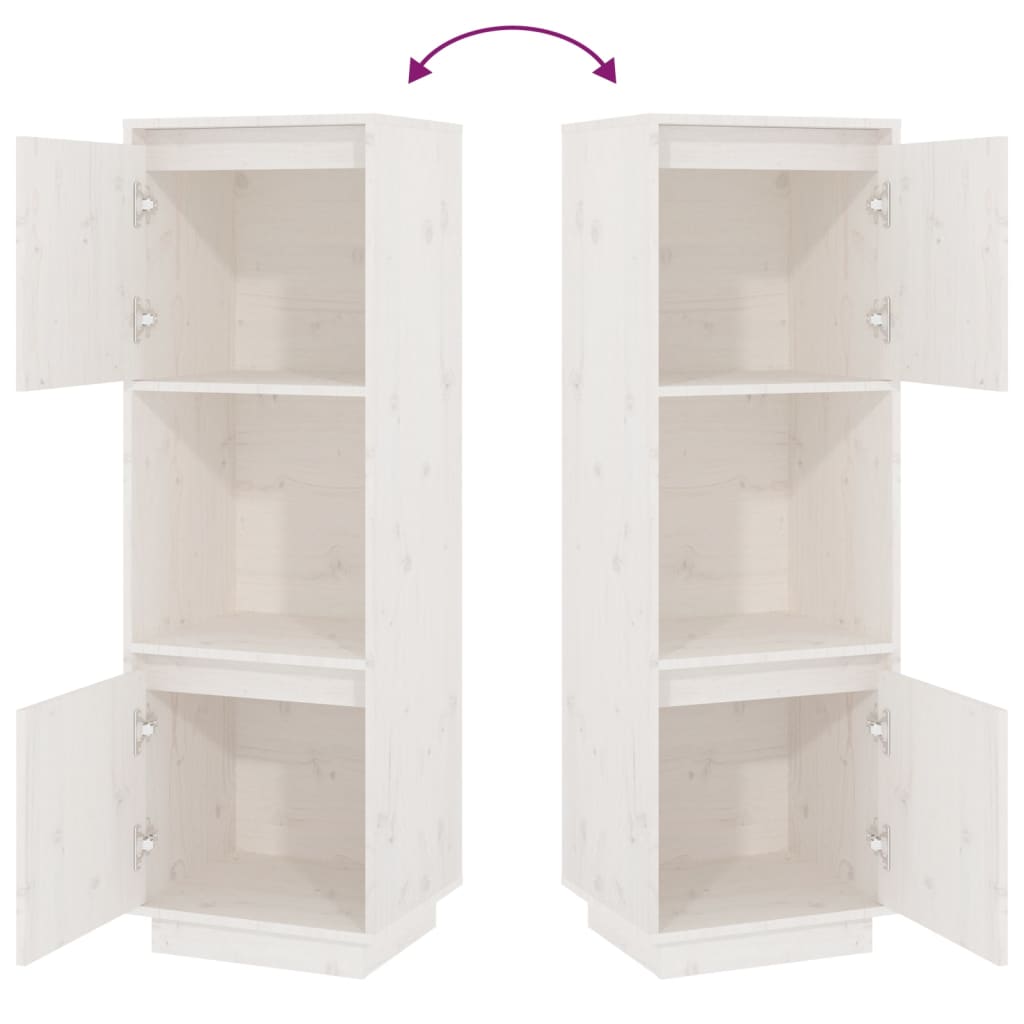 Highboard Weiß 38x35x117 cm Massivholz Kiefer - Pazzar.ch