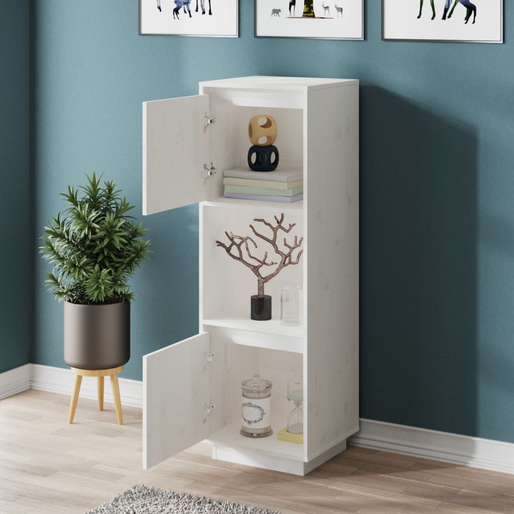 Highboard Weiß 38x35x117 cm Massivholz Kiefer - Pazzar.ch