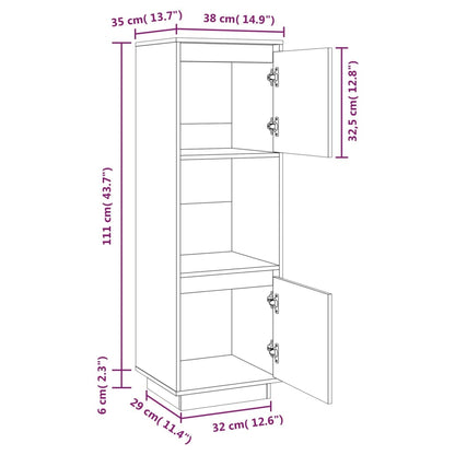 Highboard Weiß 38x35x117 cm Massivholz Kiefer - Pazzar.ch