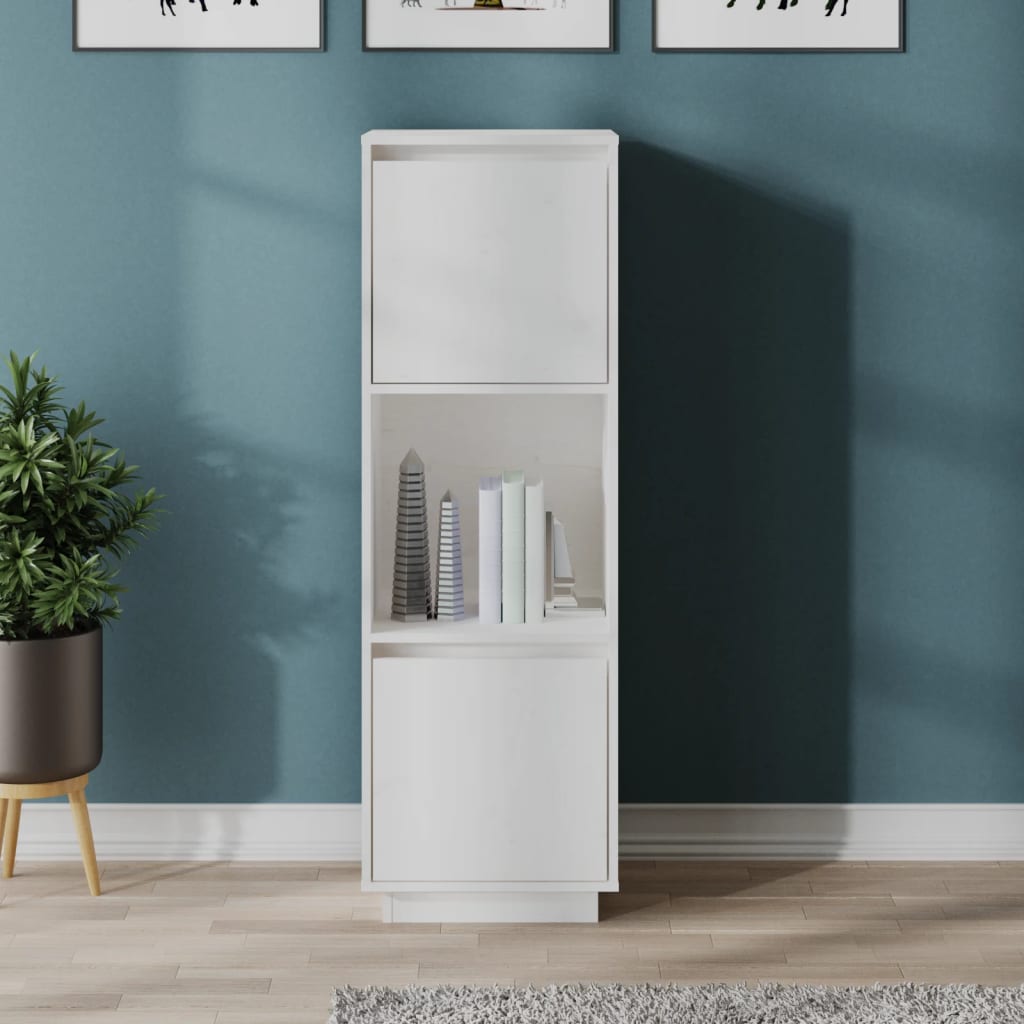 Highboard Weiß 38x35x117 cm Massivholz Kiefer - Pazzar.ch