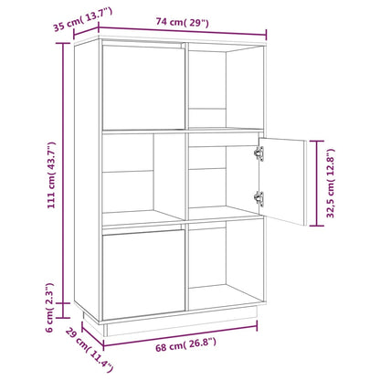 Highboard 74x35x117 cm Massivholz Kiefer - Pazzar.ch