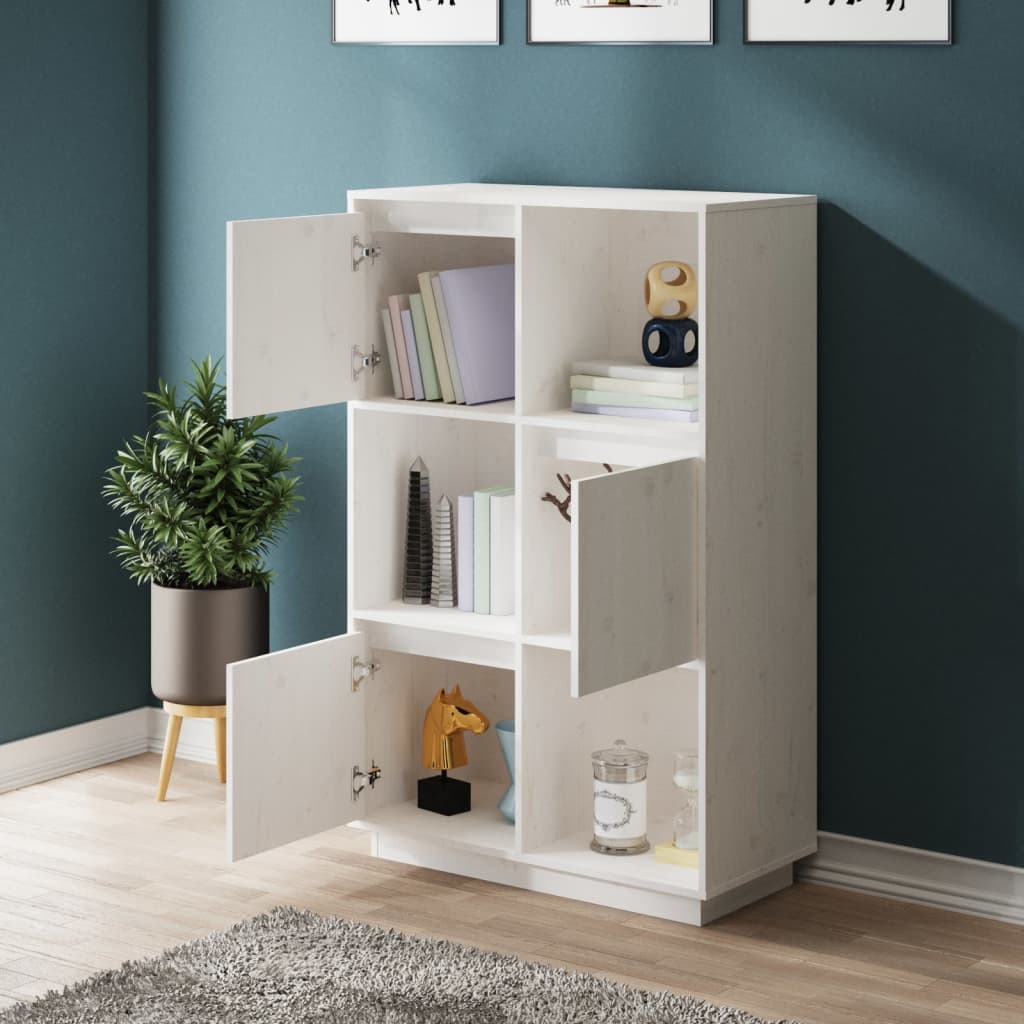 Highboard Weiß 74x35x117 cm Massivholz Kiefer - Pazzar.ch
