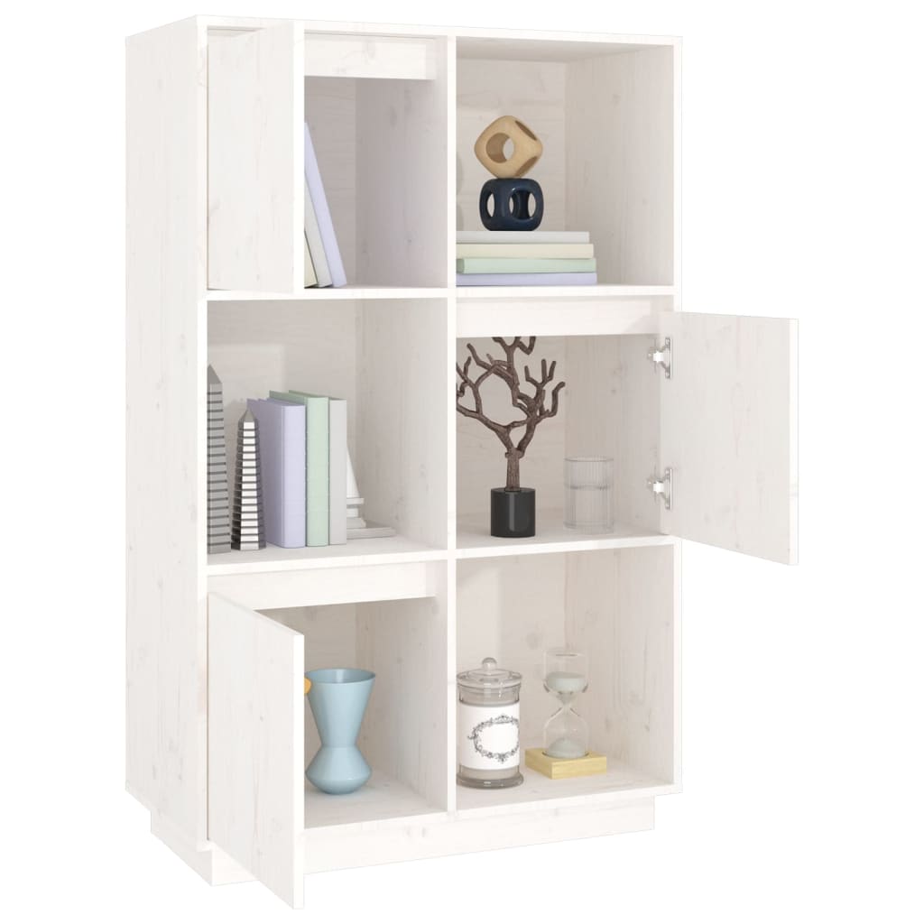 Highboard Weiß 74x35x117 cm Massivholz Kiefer