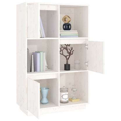 Highboard Weiß 74x35x117 cm Massivholz Kiefer - Pazzar.ch