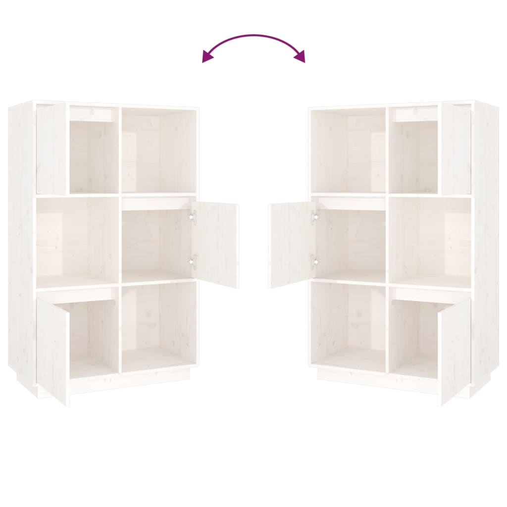 Highboard Weiß 74x35x117 cm Massivholz Kiefer