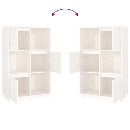 Highboard Weiß 74x35x117 cm Massivholz Kiefer - Pazzar.ch