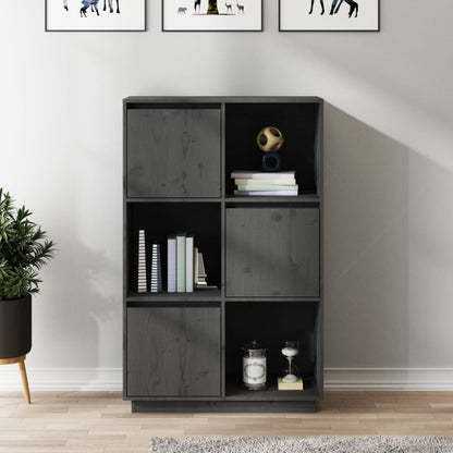Highboard Grau 74x35x117 cm Massivholz Kiefer - Pazzar.ch