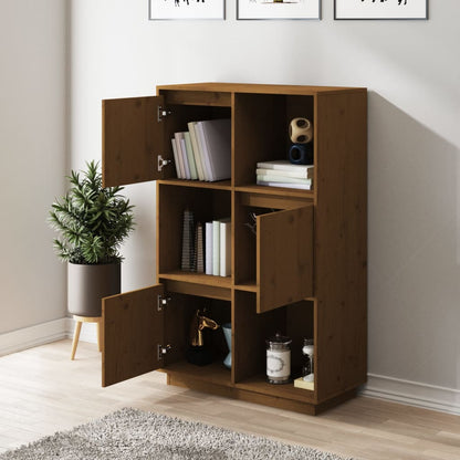 Highboard Honigbraun 74x35x117 cm Massivholz Kiefer - Pazzar.ch