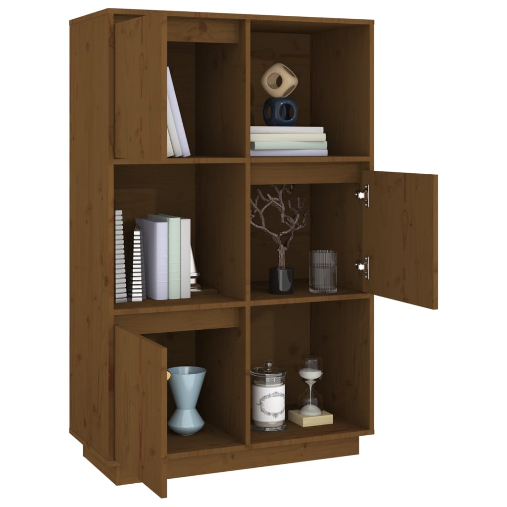 Highboard Honigbraun 74x35x117 cm Massivholz Kiefer - Pazzar.ch