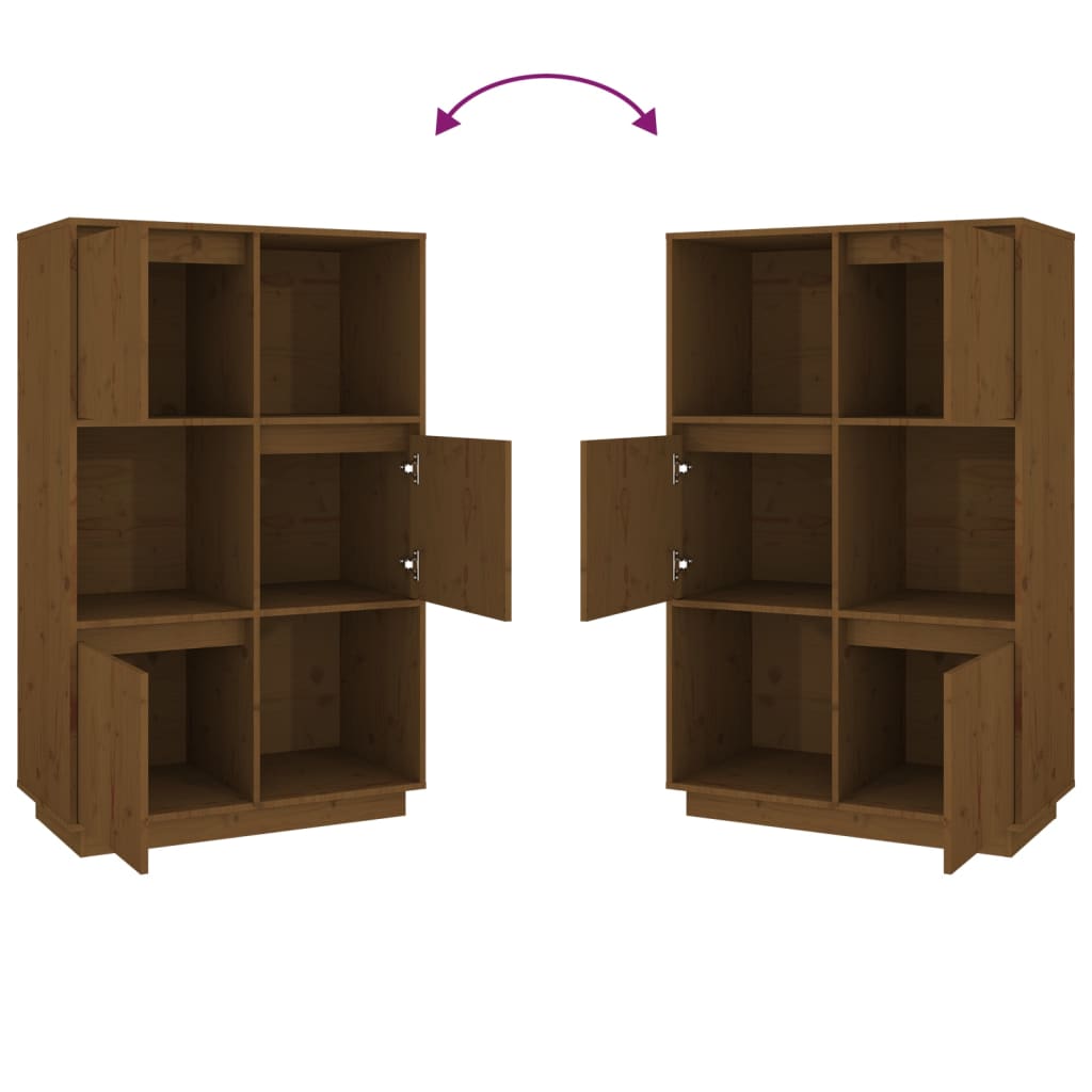 Highboard Honigbraun 74x35x117 cm Massivholz Kiefer