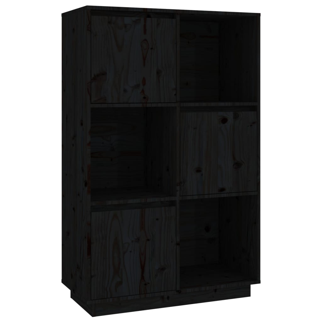 Highboard Schwarz 74x35x117 cm Massivholz Kiefer - Pazzar.ch
