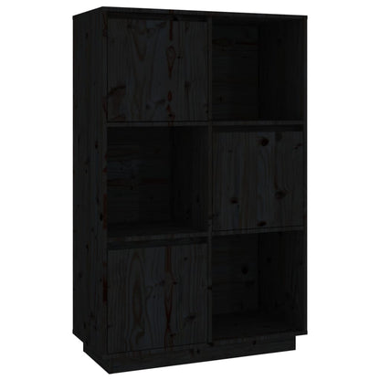Highboard Schwarz 74x35x117 cm Massivholz Kiefer - Pazzar.ch