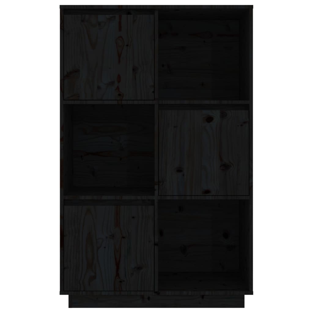 Highboard Schwarz 74x35x117 cm Massivholz Kiefer - Pazzar.ch