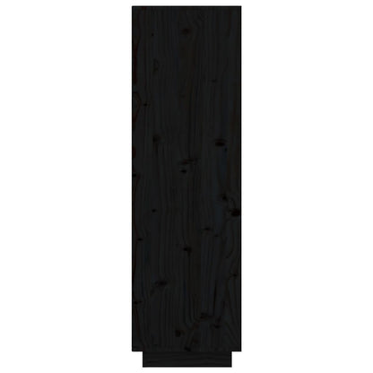 Highboard Schwarz 74x35x117 cm Massivholz Kiefer - Pazzar.ch
