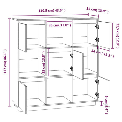 Highboard Honigbraun 110,5x35x117 cm Massivholz Kiefer - Pazzar.ch