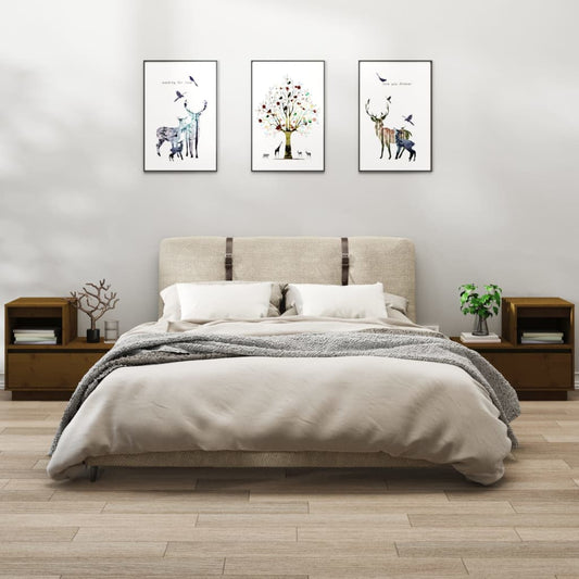 Nachttische 2 Stk. Honigbraun 60x34x51 cm Massivholz Kiefer - Pazzar.ch