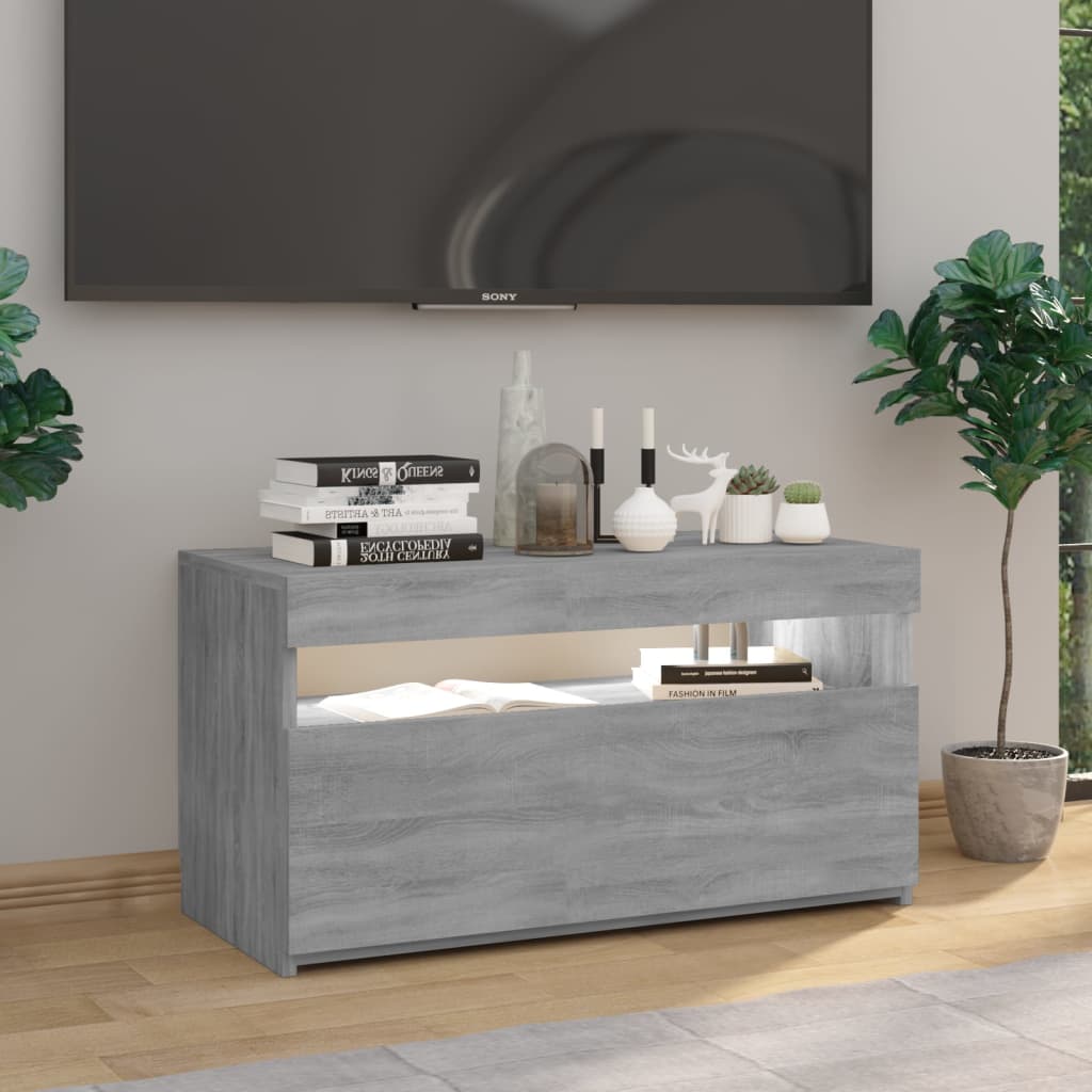 TV-Schrank mit LED-Leuchten Grau Sonoma 75x35x40 cm - Pazzar.ch