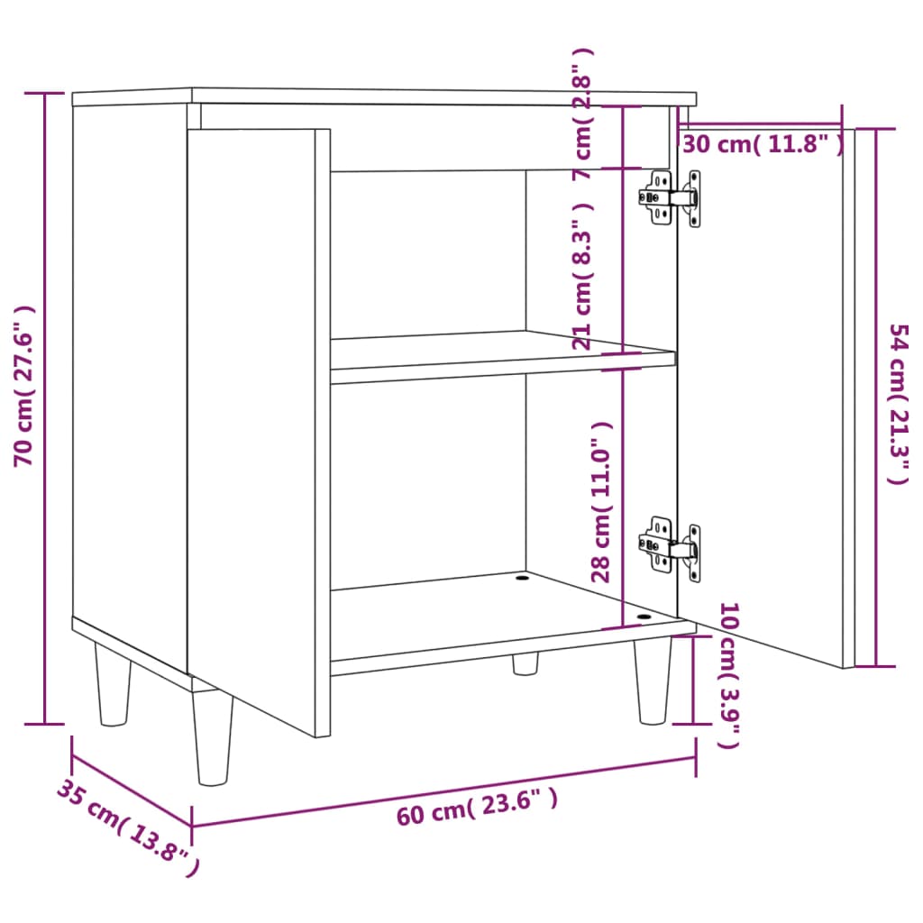 Sideboard Räuchereiche 60x35x70 cm Holzwerkstoff - Pazzar.ch