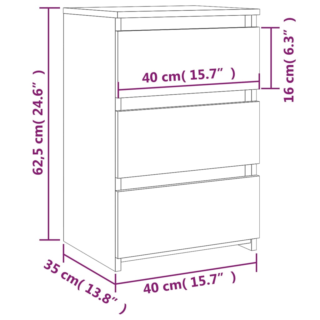 Nachttisch Braun Eichen-Optik 40x35x62,5 cm Holzwerkstoff - Pazzar.ch