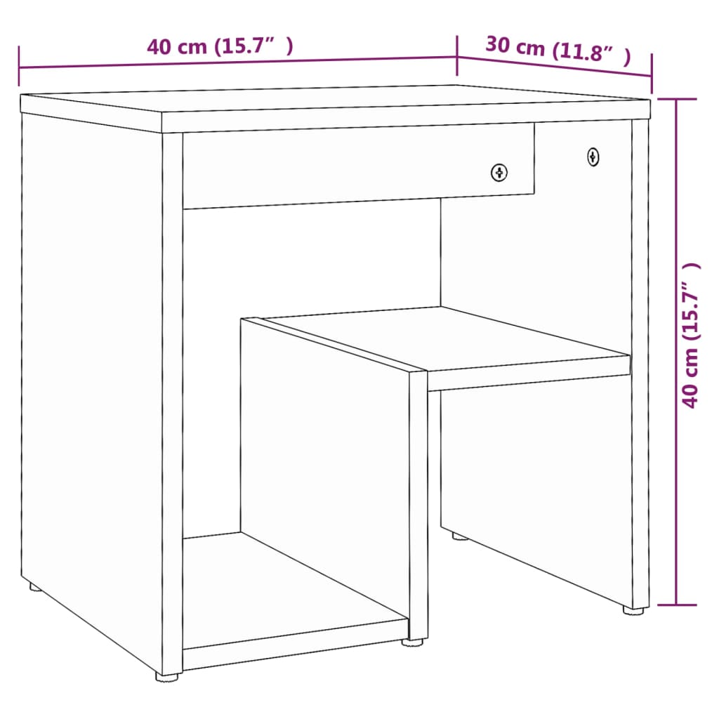 Nachttische 2 Stk. Grau Sonoma 40x30x40 cm Holzwerkstoff - Pazzar.ch
