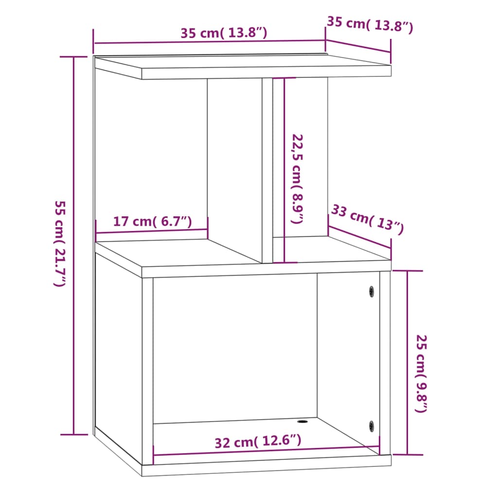 Nachttisch Grau Sonoma 35x35x55 cm Holzwerkstoff - Pazzar.ch