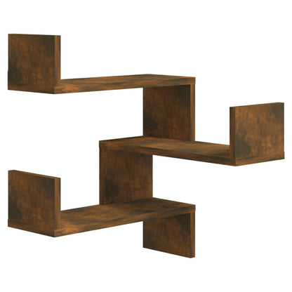 Wand-Eckregale 2 Stk. Räuchereiche 40x40x50 cm Holzwerkstoff - Pazzar.ch