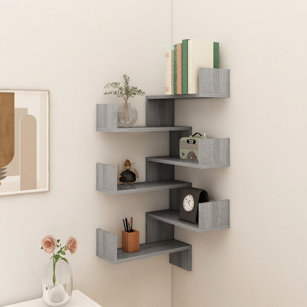 Wand-Eckregale 2 Stk. Grau Sonoma 40x40x50 cm Holzwerkstoff - Pazzar.ch