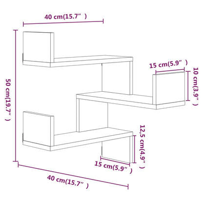 Wand-Eckregale 2 Stk. Grau Sonoma 40x40x50 cm Holzwerkstoff - Pazzar.ch