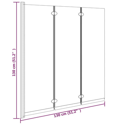 Badewannenfaltwand 3-teilig 130x130 cm ESG Schwarz - Pazzar.ch