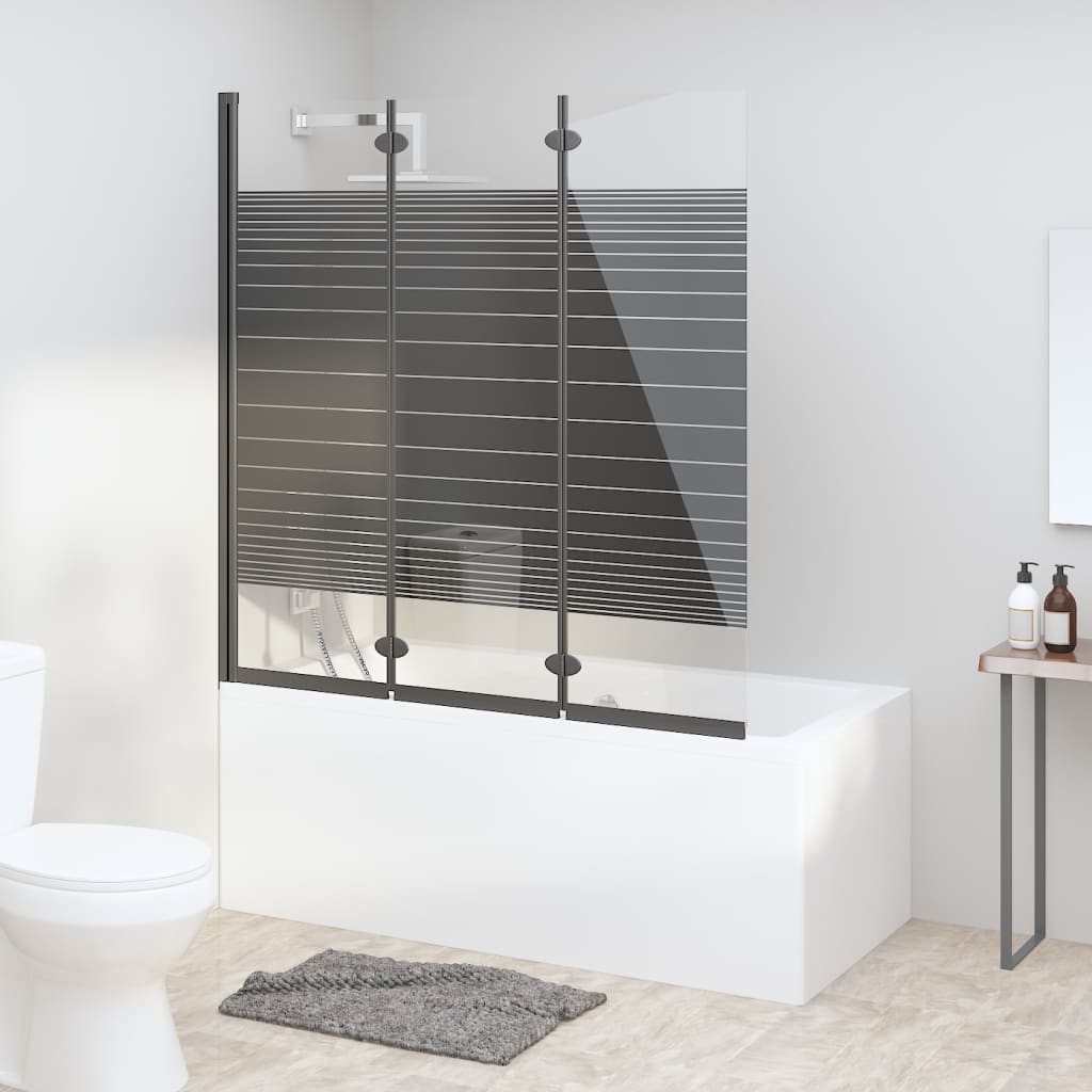 Badewannenfaltwand 3-teilig 130x130 cm ESG Schwarz - Pazzar.ch