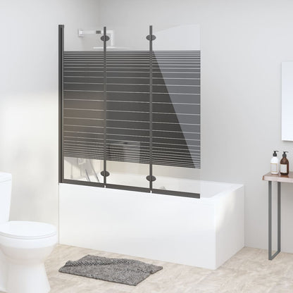 Badewannenfaltwand 3-teilig 130x130 cm ESG Schwarz - Pazzar.ch