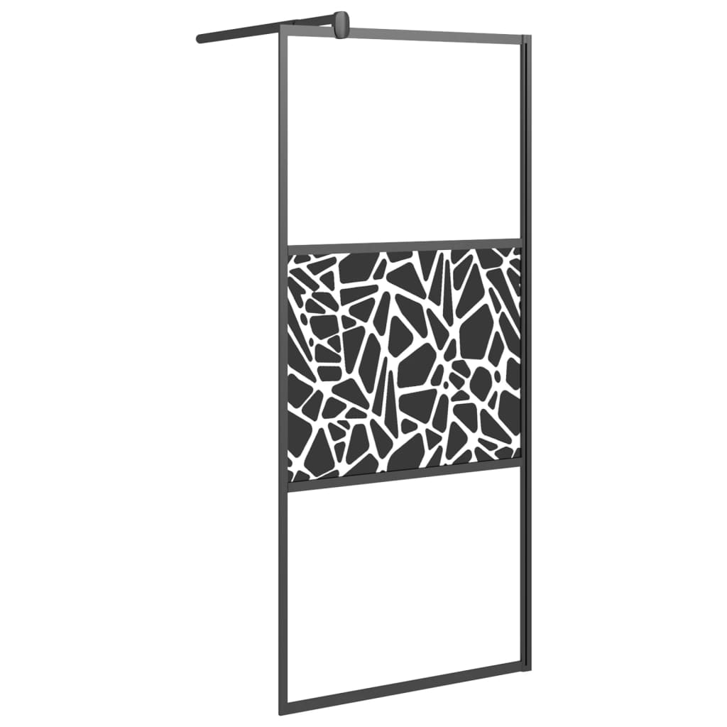 Duschwand für Walk-In Dusche 80x195 cm ESG Steindesign Schwarz - Pazzar.ch