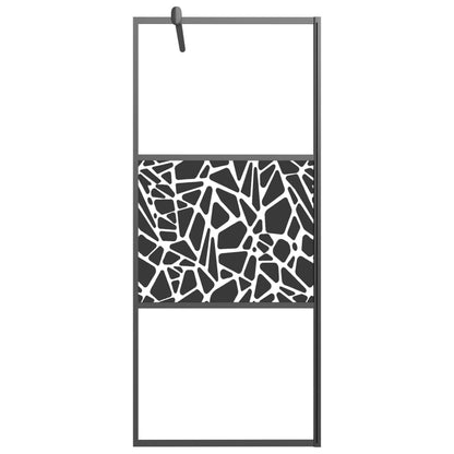 Duschwand für Walk-In Dusche 80x195 cm ESG Steindesign Schwarz - Pazzar.ch