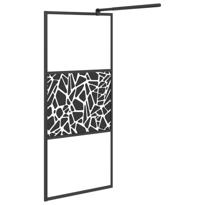 Duschwand für Walk-In Dusche 80x195 cm ESG Steindesign Schwarz - Pazzar.ch