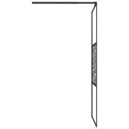 Duschwand für Walk-In Dusche 80x195 cm ESG Steindesign Schwarz - Pazzar.ch