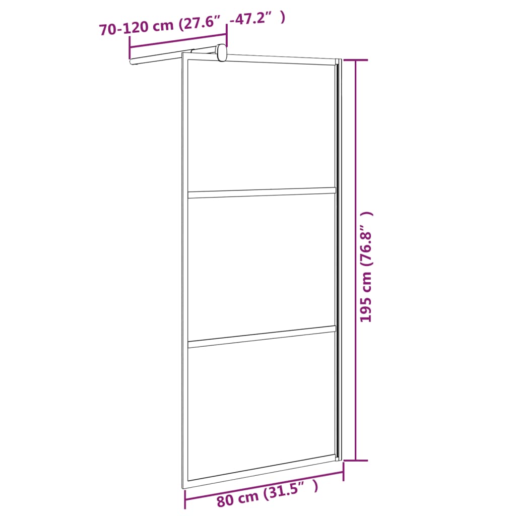 Duschwand für Walk-In Dusche 80x195 cm ESG Steindesign Schwarz - Pazzar.ch