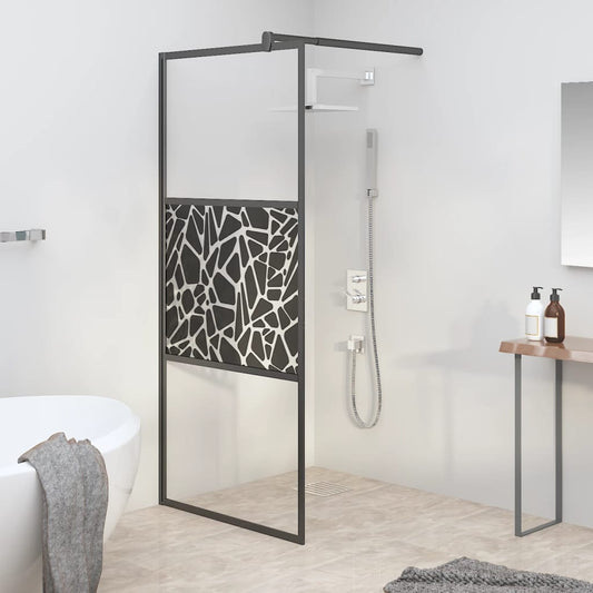 Duschwand für Walk-In Dusche 80x195 cm ESG Steindesign Schwarz - Pazzar.ch